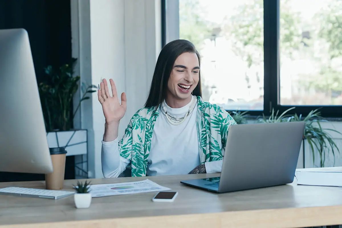a telehealth addiction counselor meets with a client virtually